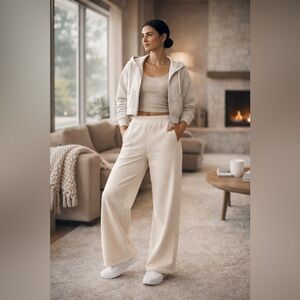 Nike 24.7 High Rise Wide Leg Pants Small Tall NWT Cream Retail $125